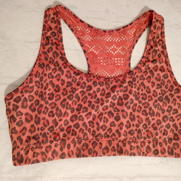 ZYIA Active Rust Leopard Shoulder Sports Bra Lace Racerback Comfy Sz XL - Picture 8 of 10
